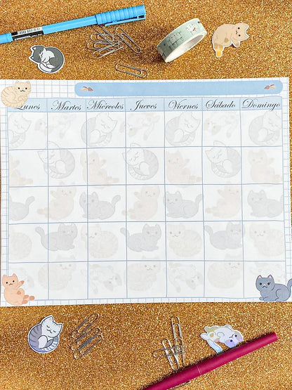 Calendario *sin fechas* (Notepad L) - Gatitos